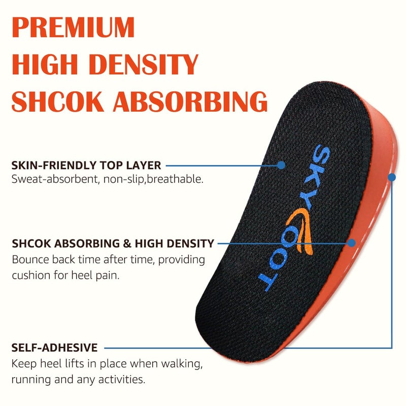 Skyfoot Orthopedic Heel Lift Inserts  Shock Absorption and Cushioning Height Increase Insoles for Achilles Tendonitis Relief  Heel Spurs  Heel Pain and Plantar Fasciitis (Large - 2/5"" Thick) - Image 4